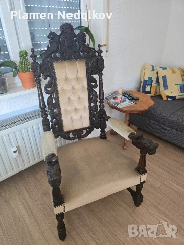 Продавам дървен стар трон ., снимка 7 - Столове - 44877603