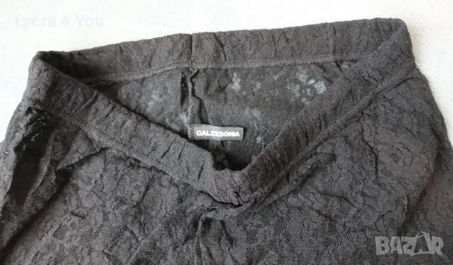 Calzedonia S/M черен дантелен чорапогащник с черен ръб по краката, снимка 10 - Бельо - 50382479