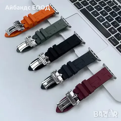 Hermès design Каишка за Apple Watch ULTRA/SE/SE2/10/9/8/7/6/5/4/3, снимка 9 - Каишки за часовници - 49424101