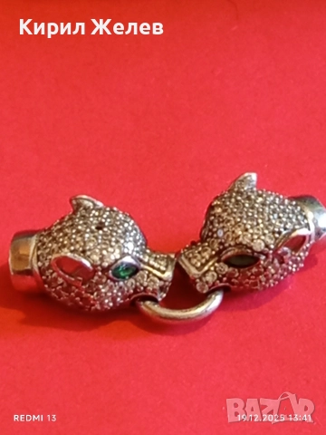 Луксозно сребърно бижу PANTHER с фасетирани кристали майстоска изработка 52409, снимка 8 - Колиета, медальони, синджири - 52847279