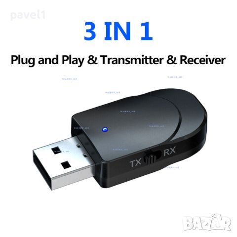 Аудио предавател и приемник KN330, Bluetooth, 2 в 1, USB, жак 3,5 мм, черен, снимка 3 - MP3 и MP4 плеъри - 45305819