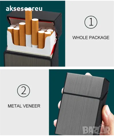 Качествена джобна кутия за стандартни цигари 80 мм. калъф от алуминиева сплав за пушачи за Подарък, снимка 17 - Табакери - 50227585