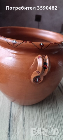 Ръчно изрисувана керамична делва с шевица, снимка 2 - Декорация за дома - 52962622