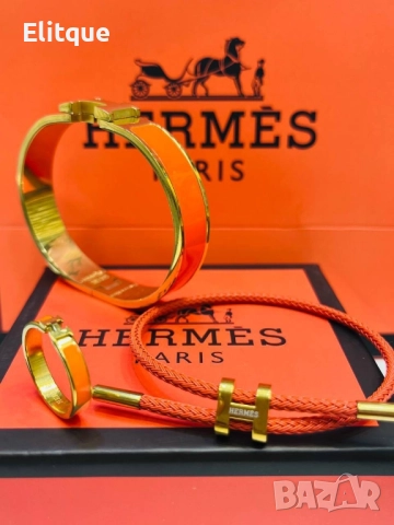 дамски висококачествени гривни и пръстен от стомана hermes , снимка 4 - Гривни - 52550892