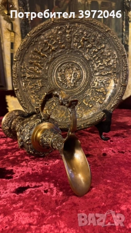 Бронзова кана и масивен поднос , снимка 8 - Антикварни и старинни предмети - 53922316