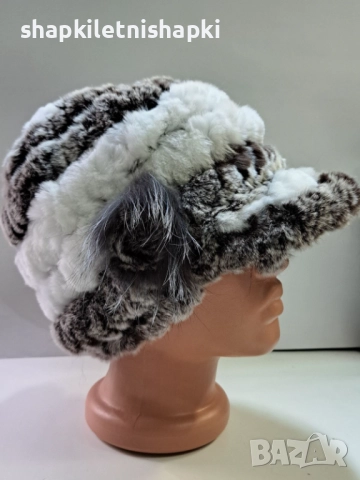 Дамска шапка лукс, тип каскет Чинчила - 116, снимка 2 - Шапки - 52224810