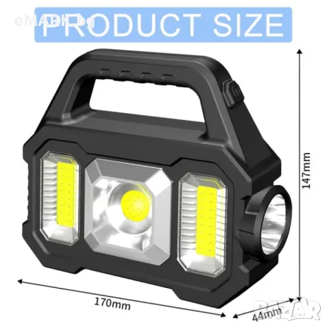 Прожектор със соларен панел за зареждане и рефлектор с 3 режима на работа и USB изход, снимка 4 - Къмпинг осветление - 49205422