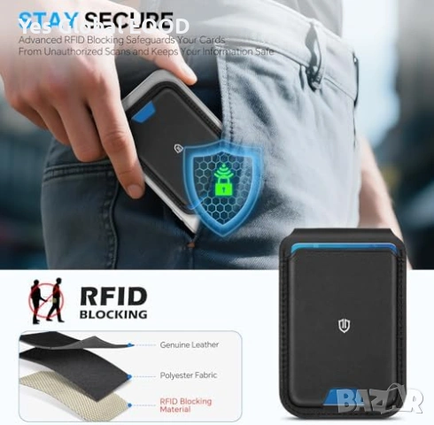 SHIELDON MagSafe кожен портфейл RFID черен, снимка 6 - Портфейли, портмонета - 53616334