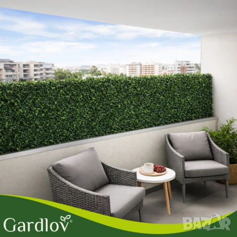 Декоративно зелено пано за тераса / Изкуствена зеленина за стена 60х40, снимка 4 - Декорация за дома - 53921825