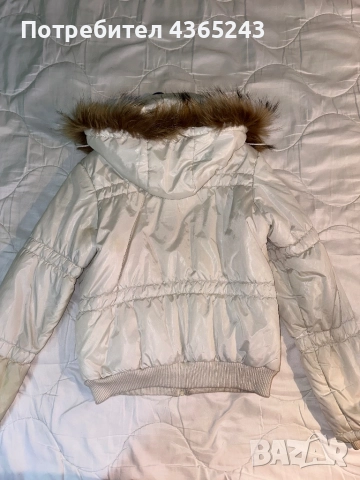Дамско бяло зимно яке с качулк от естествен косъм , снимка 6 - Якета - 52577059