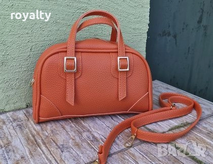 Дамска Оранжева Кожена Чанта 