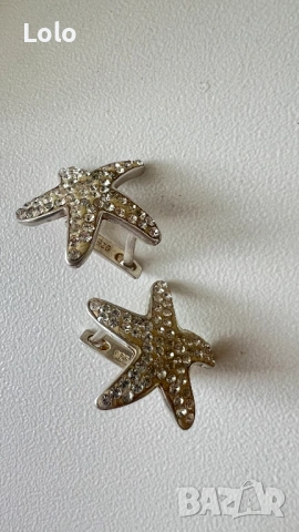 Сребърни обеци Морски звезди 925, снимка 3 - Обеци - 54006930