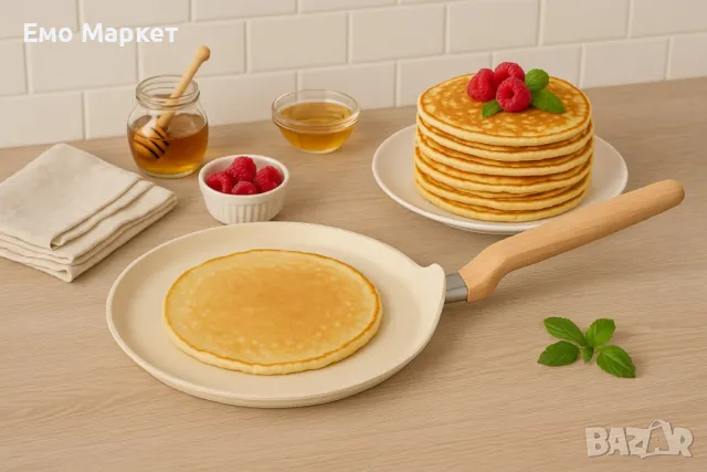 Тиган за палачинки Voltz Nice, 26x1.5см., Кован алуминий, Мраморно покр., Индукция, снимка 2 - Съдове за готвене - 50176736