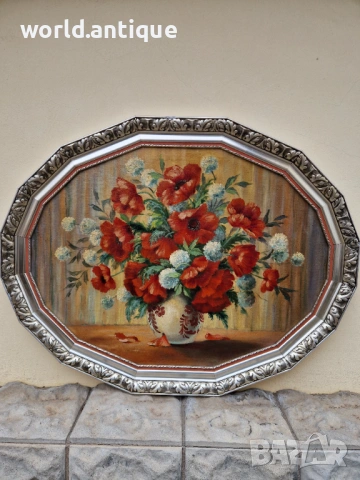 Уникална майсторска антикварна авторска картина масло върху платно , снимка 3 - Картини - 53210270