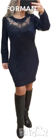 Тъмносиня рокля, снимка 2 - Рокли - 49804662