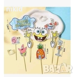 спондж боб Спонджбоб Квадратни гащи spongebob топер топери картонена украса декорация за торта, снимка 3 - Други - 29960222