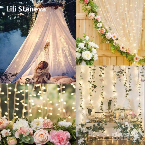 Коледна завеса от лампички / Цветове - Студено бяло, топло бяло, шарено. / 320лед светлини. , снимка 11 - Лед осветление - 52636511