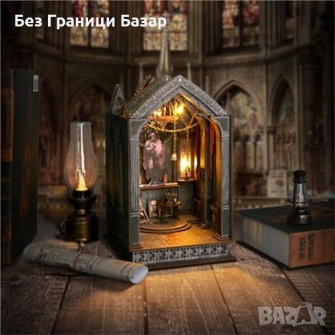 Нов 3D Дървен пъзел за книги - Миниатюрна къщичка миниатюра библиотека, снимка 7 - Декорация за дома - 46445667