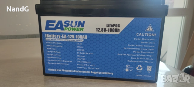 LiFePO4 батерия EASUN POWER 12v 100AH BMS 100AH