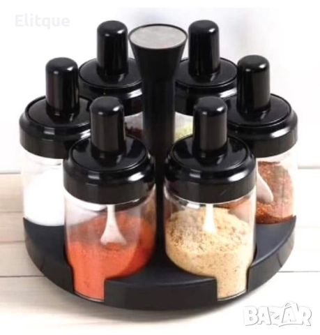 Комплект от 6 контейнера за подправки, с въртяща се опора на 360 градуса