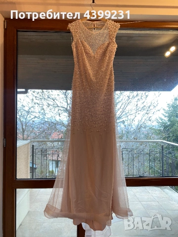 Луксозна дизайнерска бална рокля с перли и кристали - S/M, снимка 11 - Рокли - 54203219