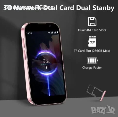 Ново - 3 цвята. Мини Smartphone XS – Джобен 3G телефон с 5MP/8MP камери и Android 8.1 , снимка 5 - Други - 51110046