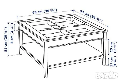 Холна маса с чекмедже и стъкло, Икеа, снимка 5 - Маси - 48089493