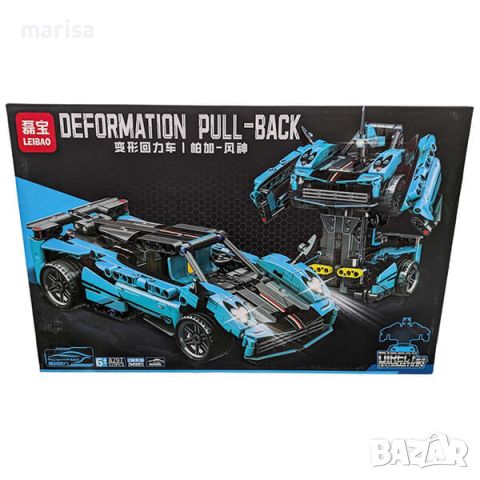 Конструктор Transformers с Pull Back механизъм, тип лего, 523 елемента, син 8297