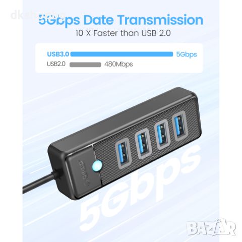 3997 4-портов USB HUB 3.0 с Висока Скорост 5Gbps, снимка 2 - USB кабели - 45648703