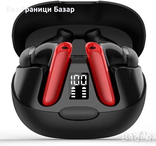 Нови Червени безжични слушалки с LED дисплей и сензорно управление, снимка 1 - Bluetooth слушалки - 46438340