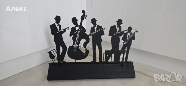 Джаз музиканти–метал, дърво, 30см/ 40см, снимка 2 - Грамофонни плочи - 52170699