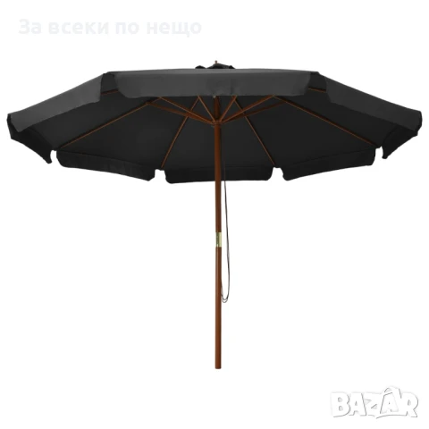 Градински чадър с дървен прът, 330 см, антрацит Код P888, снимка 3 - Градински мебели, декорация  - 50994240