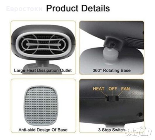 Електрически нагревател за кола 12V 2-в-1, снимка 2 - Аксесоари и консумативи - 46090767