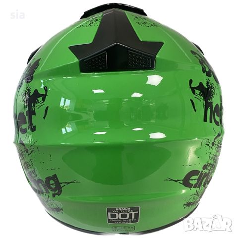 Кросова каска, S/M, черно/ зелен, Шлем за кросов мотор, снимка 3 - Аксесоари и консумативи - 46173437