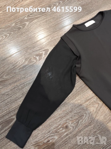 черна блузка с тюлени ръкави, снимка 3 - Блузи с дълъг ръкав и пуловери - 53850897