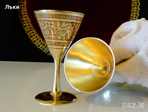 Бронзови чаши за ракия,орнаменти,клетъчен емайл., снимка 7 - Антикварни и старинни предмети - 45204563