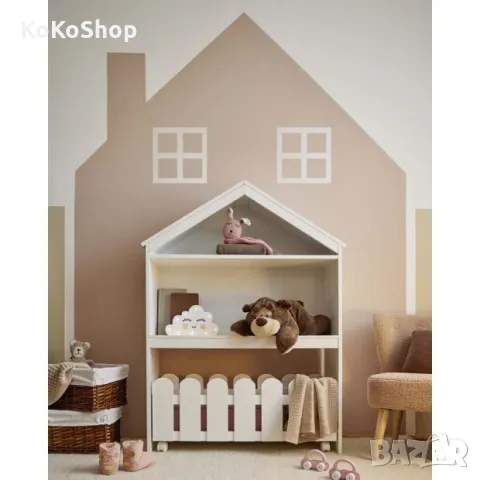 Детска етажерка Къщичка 30х87х114 см., етажерка за играчки и аксесоари, снимка 2 - Мебели за детската стая - 50437245
