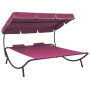 vidaXL Лаундж легло на открито с навес и възглавници, розово(SKU:313524, снимка 1 - Градински мебели, декорация  - 44986773