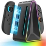 Нова Switch 2 Joy-Con зарядна док станция 4 контролера магнитна RGB, снимка 1