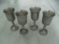 № 8080 стари метални / калаени чаши - SCANDIA TENN F10  - комплект 4 броя   - печат / маркировка   -, снимка 1