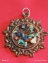 МЕДАЛЬОН - ОРГОНИТ с МЕДЕН ОБКОВ и ИНКРУСТИРАНИ ПОЛУСКЪПОЦЕННИ КАМЪНИ СЕДЕФ 57531, снимка 1