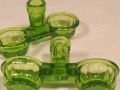 антикварна стъклена солница зелено стъкло, снимка 2