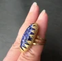 Ретро дамски пръстен с голям кабошон от арт стъкло, снимка 1