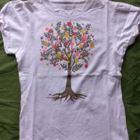 Тениска бяла с дърво и брокат: M 14, снимка 1 - Тениски - 45846056