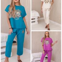 Нов дамски комплект блуза + панталон, 3цвята , снимка 1 - Комплекти - 45979310