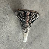 Сребърен пръстен с орел, снимка 7 - Пръстени - 44968759