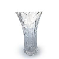 Стъклена ваза с флорален мотив, 12х24 см., снимка 2 - Вази - 45387720