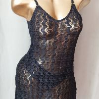 М Черна плетена дантелена рокля, снимка 3 - Рокли - 45261482