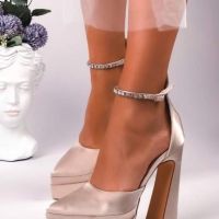 дамски обувки сатен , снимка 1 - Дамски обувки на ток - 45454599