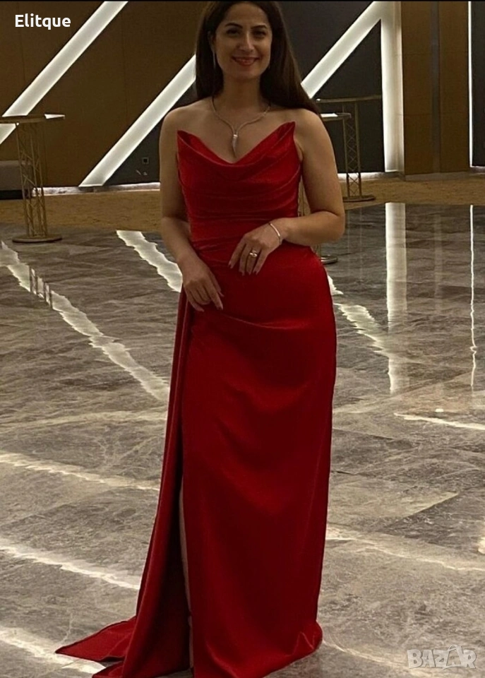 ⭐️Дълги сатенени рокли с цепка, снимка 1